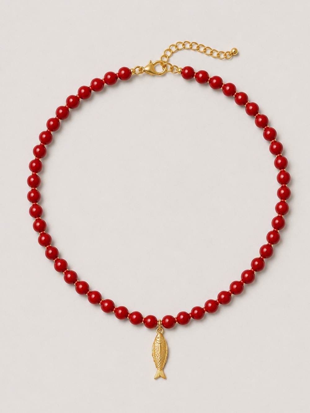 New! Red Beaded Fish Dopamine Necklace NWOT 2018